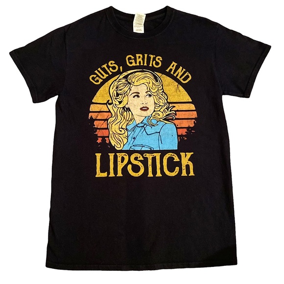 Gildan Tops - DOLLY PARTON GUTS GRITS & LIPSTICK T-SHIRT  SZ S